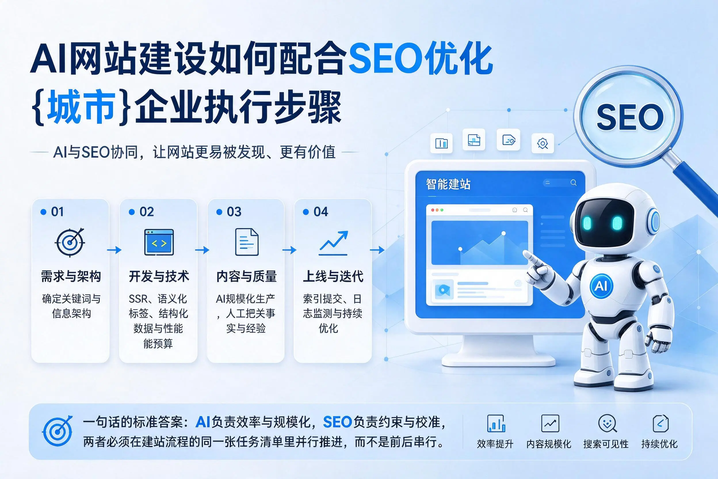 AI网站建设如何配合SEO优化，天津企业执行步骤