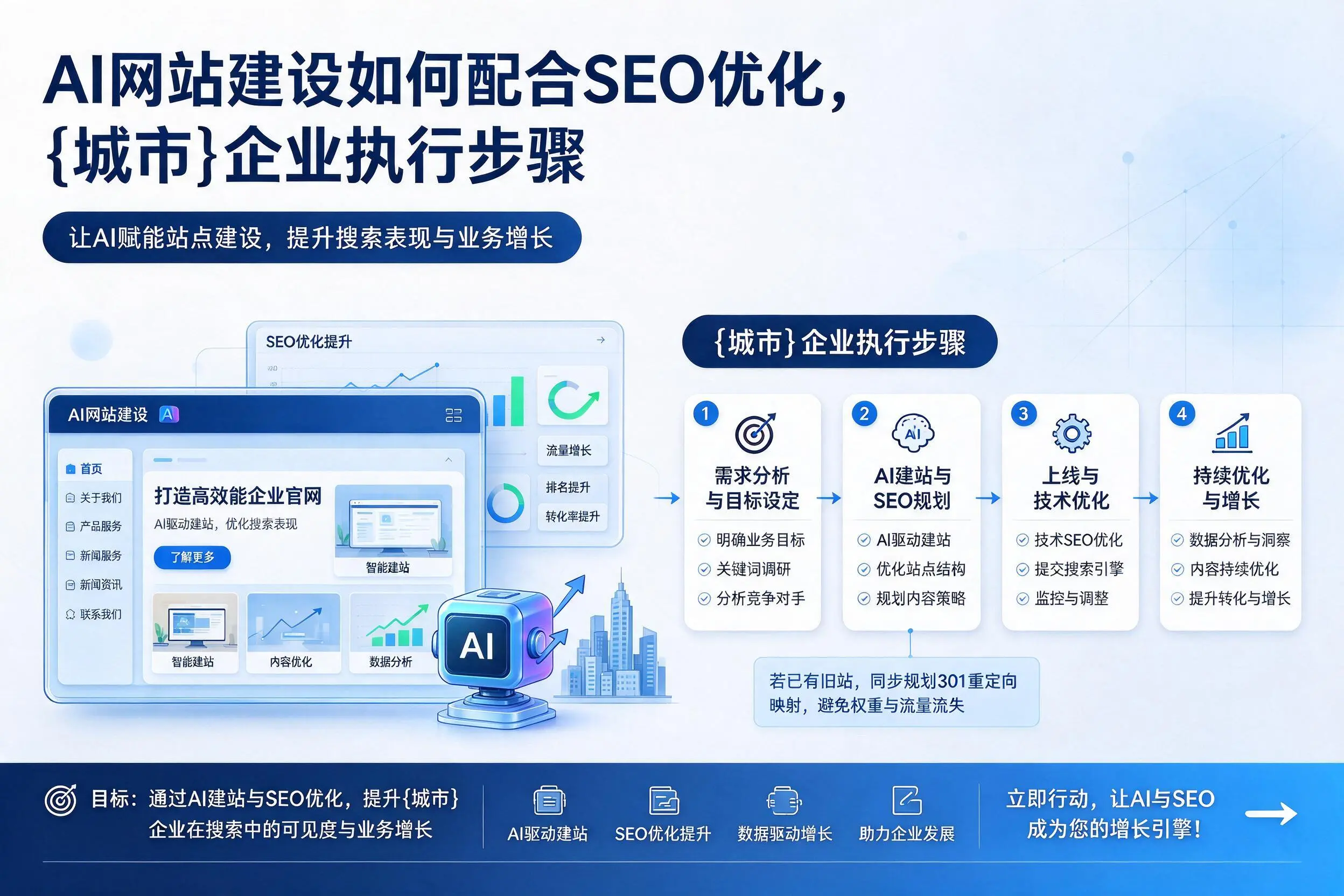 AI网站建设如何配合SEO优化，天津企业执行步骤