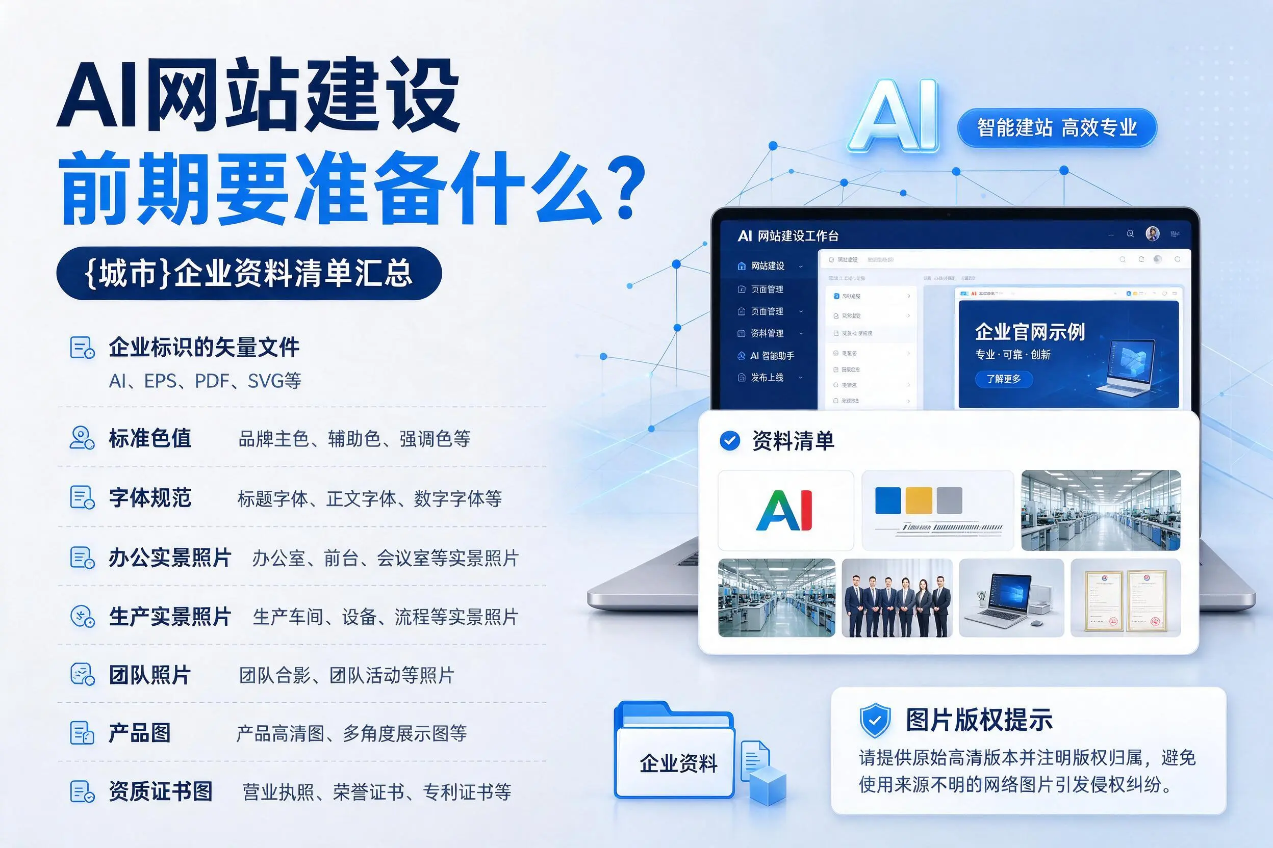 AI网站建设前期要准备什么?天津企业资料清单汇总