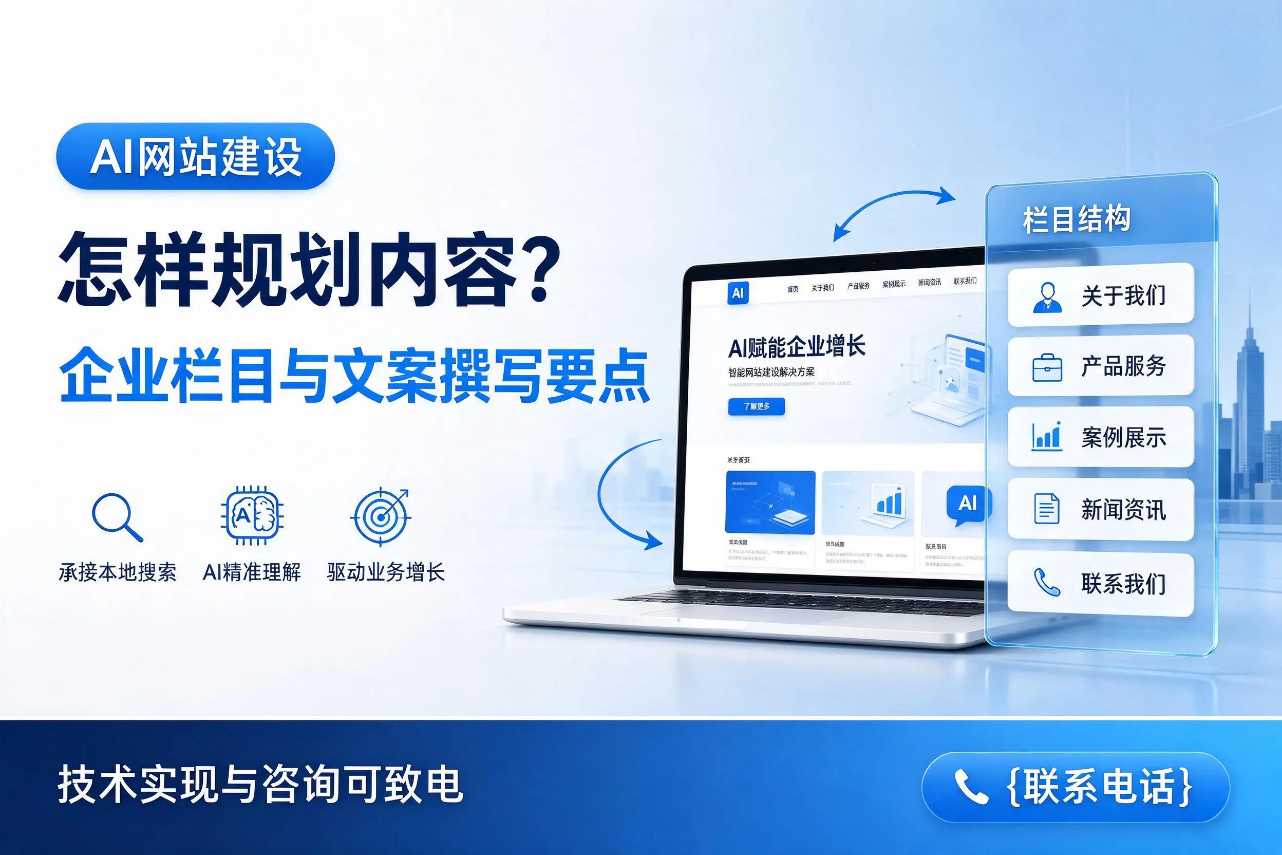 AI网站建设怎样规划内容?天津企业栏目与文案撰写要点