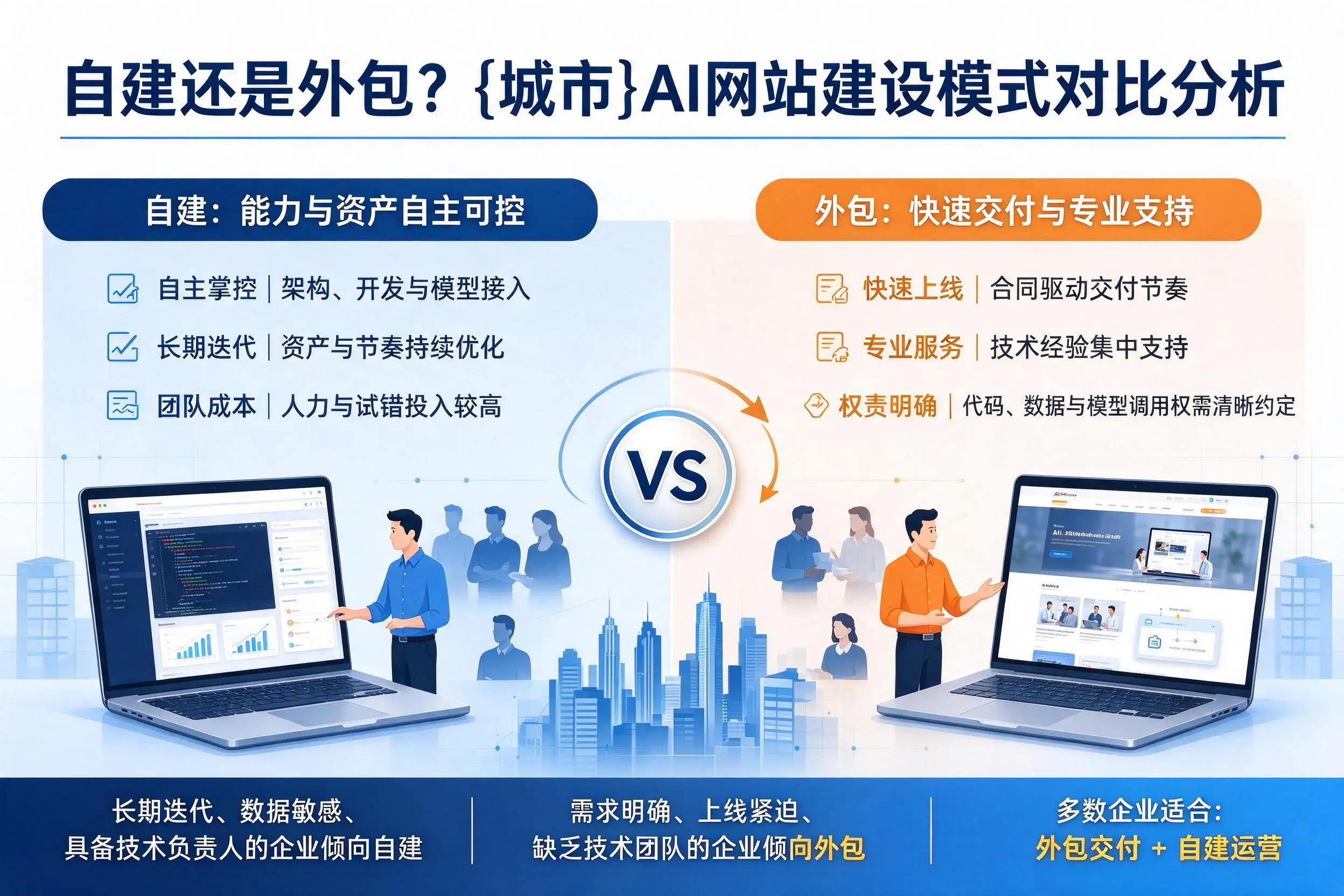 自建还是外包?天津AI网站建设模式对比分析