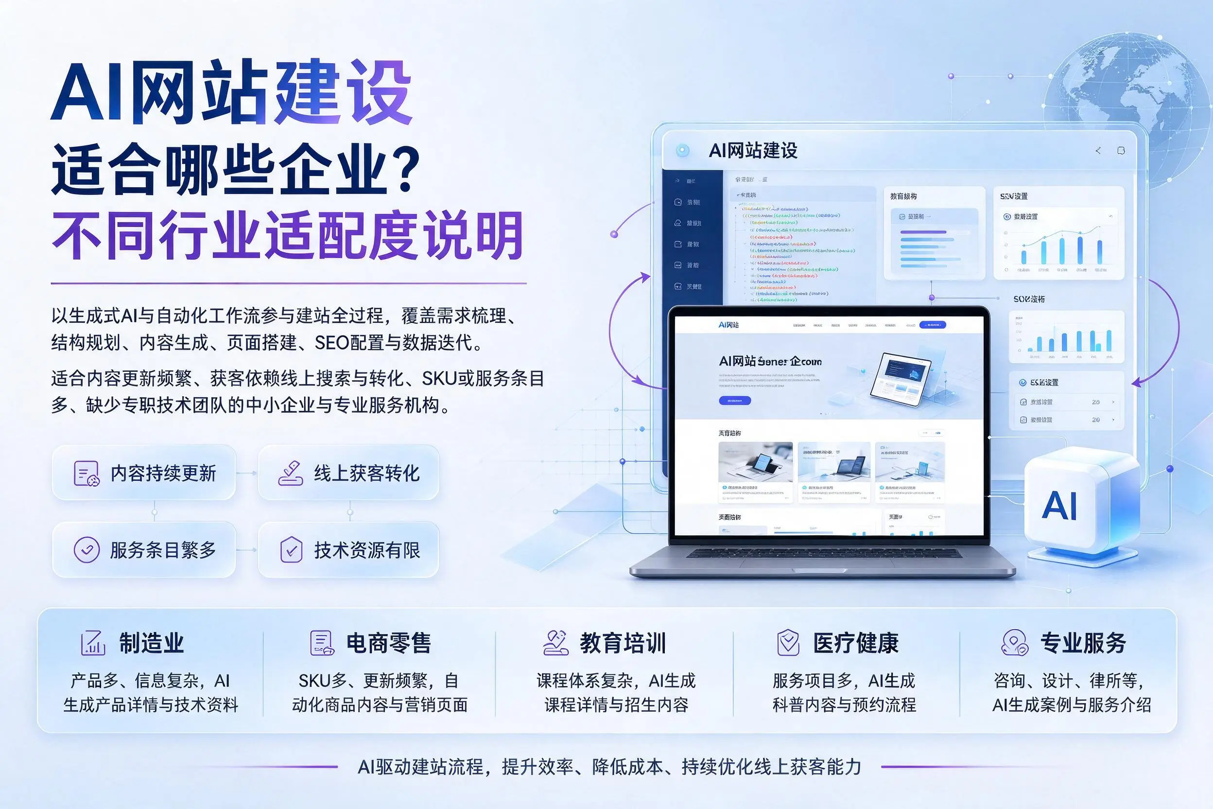 AI网站建设适合哪些企业?天津不同行业适配度说明